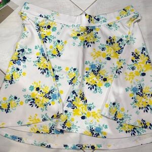 Torrid High Low Skirt in White with Yellow and Blue Floral